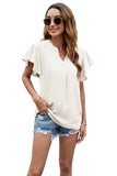 V Neck Fly Sleeve Short Sleeve Chiffon Top_Cwtsts0214