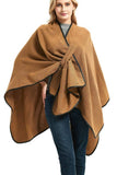 SOLID LEATHER EDGE SLIT COZY SHAWL CAPES_CWASC0002