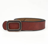 NEW LEATHER WOMENS BELT RECTANGULAR BUCKLE BELT_CWABE0701