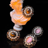 Vintage Cats Eye Hollow Distressed Earrings