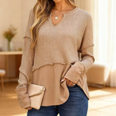 Solid Color Long Sleeve Stitched Loose Hoodie