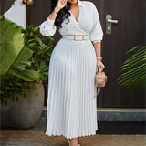 FASHION V NECK SOLID COLOR PLUS SIZE DRESS_CWDMD3647