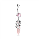 3D DRAGON CLAW NATURAL STONE BELLY BUTTON RING_CWMM9473