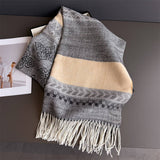 Winter Plaid Colorblock Tassel Scarf Wrap Unisex_Cwasc03273