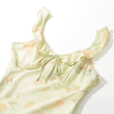 ELEGANT V NECK RUFFLE SLEEVE DRESS FRENCH STYLE_CWDMD5809