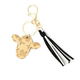 DIY LEATHER TASSEL COW HEAD WESTERN KEYCHAIN_CWAB5094