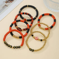 FOOTBALL HANDMADE SOFT CLAY LETTER BRACELET SET_CWMM3534