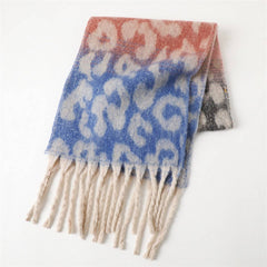COLORFUL LEOPARD GRADIENT SCARF WITH TASSELS_CWASC2753