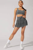 Womens High Waist Lace-Up Pleated Skirt