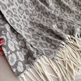 LEOPARD JACQUARD SCARF FAUX CASHMERE WINTER WRAP_CWASC0971