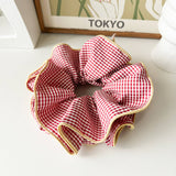 NICHE RETRO PLAID RUFFLED HAIR RING HAIR ROPE_CWAHA1352