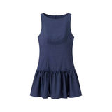 FRENCH STYLE TIE WAIST DRESS CASUAL CHIC_CWDMD5801