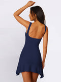 V-Neck Covers Buttocks Sexy Solid-Color Dress