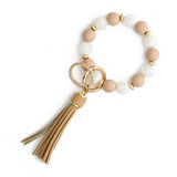 SILICONE BEAD BRACELET KEYCHAIN WITH TASSEL_CWAB5026