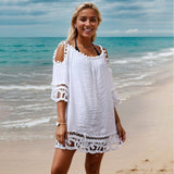 LOOSE FIT LACE TRIM BEACH DRESS FOR VACATION_CWMM6140