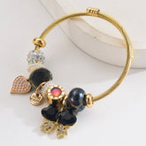 Trendy Adjustable Butterfly Heart Steel Bracelet_Cwmm8599