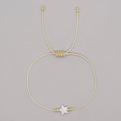 IRON GALLSTONE SHELL CROSS HAND BEADED BRACELET_CWMM3863