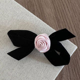 NEW PURE PINK ROSE BOW HAIRPIN_CWAHA4653
