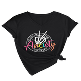 Trendy V-Neck Tee I Came Saw Print