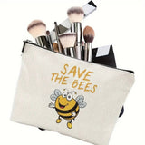 BEE FESTIVAL LINEN REVERSIBLE PRINT COSMETIC BAG_CWAB2249