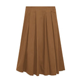 PLEATED SKIRT HIGH WAIST ZIPPER LONGSKIRTMIDISKIRT_CWBSS0419