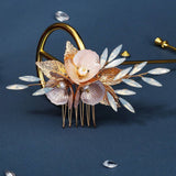 GOLD FLORAL BRIDAL HAIR COMB GEM ELEGANT PIECE_CWAHA2788