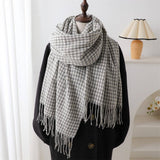 Vintage Houndstooth Faux Cashmere Scarf-Long Wrap_Cwasc1445