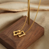 HOLLOW SQUARE PENDANT TITANIUM STEEL NECKLACE_CWAJE1090