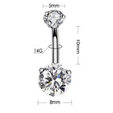 ROUND CZ 3 PRONG STAINLESS STEEL NAVEL RING_CWMM9377