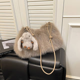 FLUFFY FOX FUR BAG WOMEN FASHION SHOULDER TOTE_CUAB00567