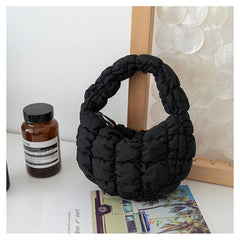STYLISH PLAID PUFFY CLOUD HANDBAG MINI TOTE_CUAB00506