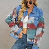 Washed And Color-Blocked Denim Jacket