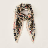 FLOWER PRINT SMALL NECK SILK SCARF SQUARE SCARVES_CWASC0235