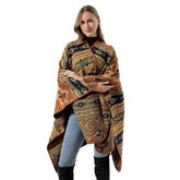 SHAWL FAUX CASHMERE JACQUARD SLIT CAPE SCARF_CWASC2231