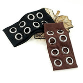 Wide Punk Fabric Headband With Metal Eyelets