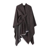 SOLID COLOR FASHIONABLE KNITTED SHAWL CAPE_CWASC2128