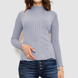 Wide-Striped Solid-Color Long-Sleeved Top