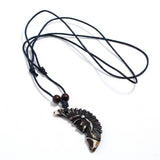 Vintage Wax Rope Resin Wolf Tooth Necklace_Cwmm4598