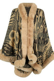 Cwocal0870_Peacock Flower Knitted Cape Thickened Shawl