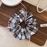 Plaid Ribbon Bow Scrunchie School Style_Cwaha07811