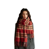 PLAID WOOL SCARF FOR WOMEN COZY WINTER KNIT_CWASC2336