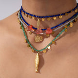 NATURAL STONE NECKLACE WITH FISH PENDANT_CWMM8802