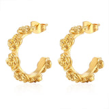 18K GOLD PLATED ROSE SHAPED HOOP EARRINGS_CWAJE0564