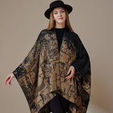 RETRO GRAFFITI WARM SHAWL CAPE PONCHO THICK SCARF_CWASC2224