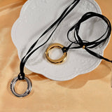 MINIMALIST 18K STEEL SOLID HOOP EARRINGS WITH CORD_CWMM8891