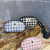 HOUNDSTOOTH HALF CIRCLE CLUTCH COSMETIC BAG_CWAB4450