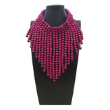 SOLID COLOR WOODEN BEAD TASSEL NECKLACE_CWMM4967