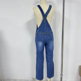 Washed Vintage Straight-Leg Workwear Overalls
