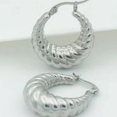 Vintage Stainless Steel Hollow Hoop Earrings