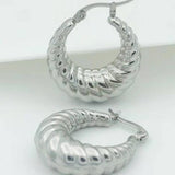 Vintage Stainless Steel Hollow Hoop Earrings